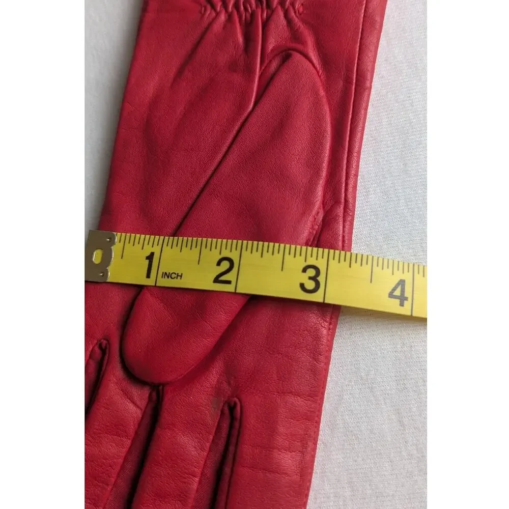 Vintage Fownes Red Leather Gloves | Lined | Size Small (A) | Vibrant Cherry Red